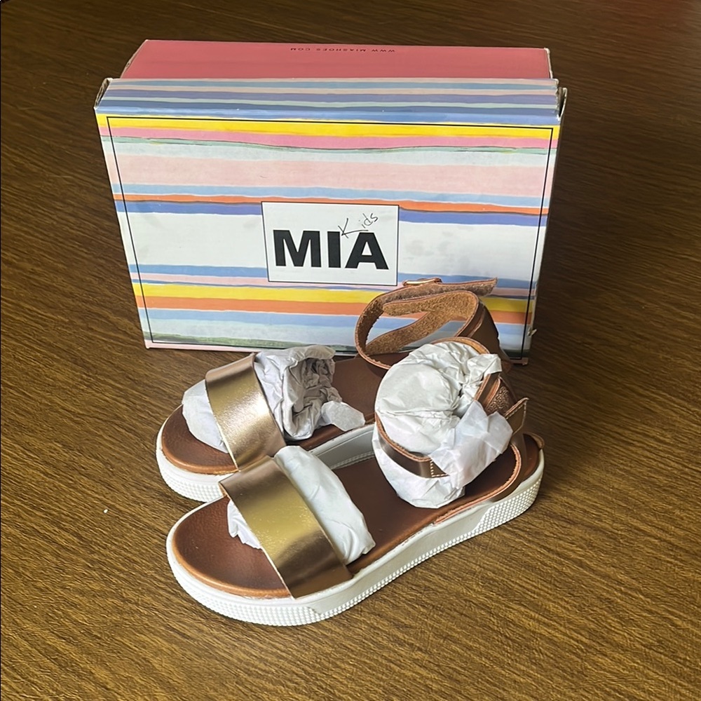 MIA Gold Sandals Two-Strap Design
